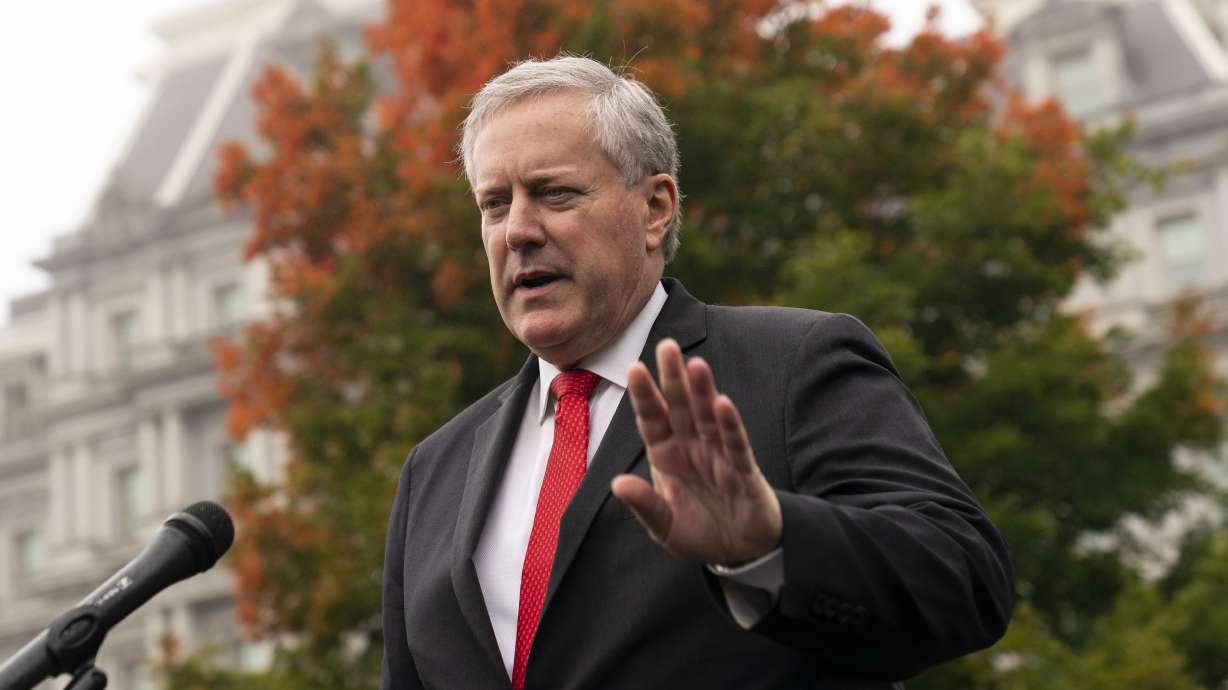 Mark Meadows at the White House, Oct. 21, 2020, in Washington. Meadows and another staffer pleaded not guilty Friday to charges in connection to efforts to overturn former President Donald Trump's election loss in Arizona.