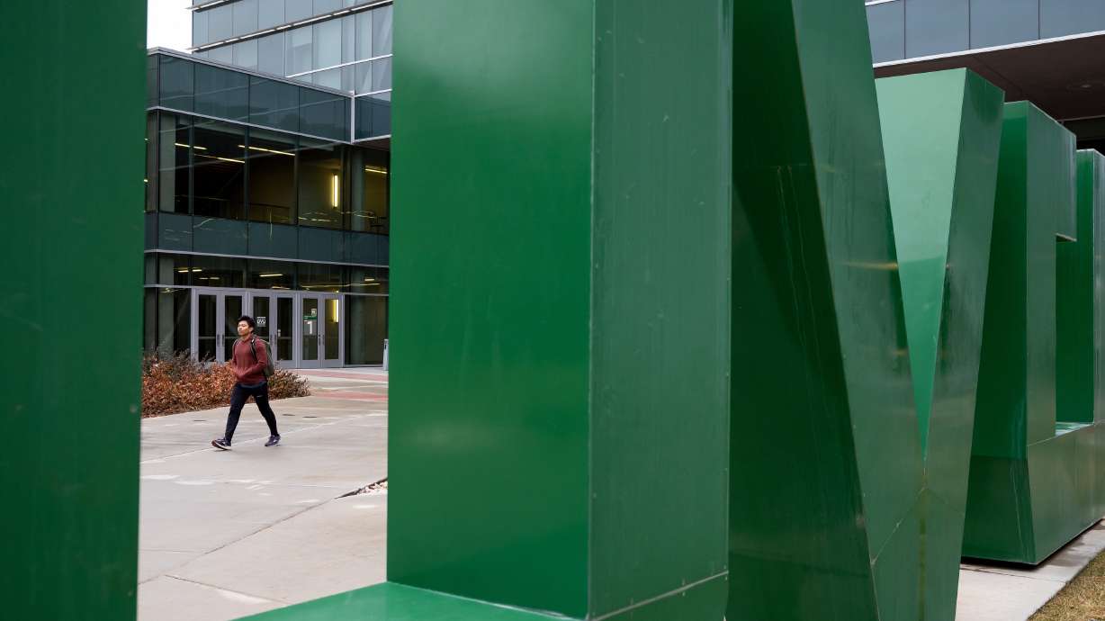 Students walk through campus at Utah Valley University in Orem on Tuesday, Jan. 10, 2023. The Utah Board of Higher Education has approved a policy intended to provide funding to certain state aid initiatives.