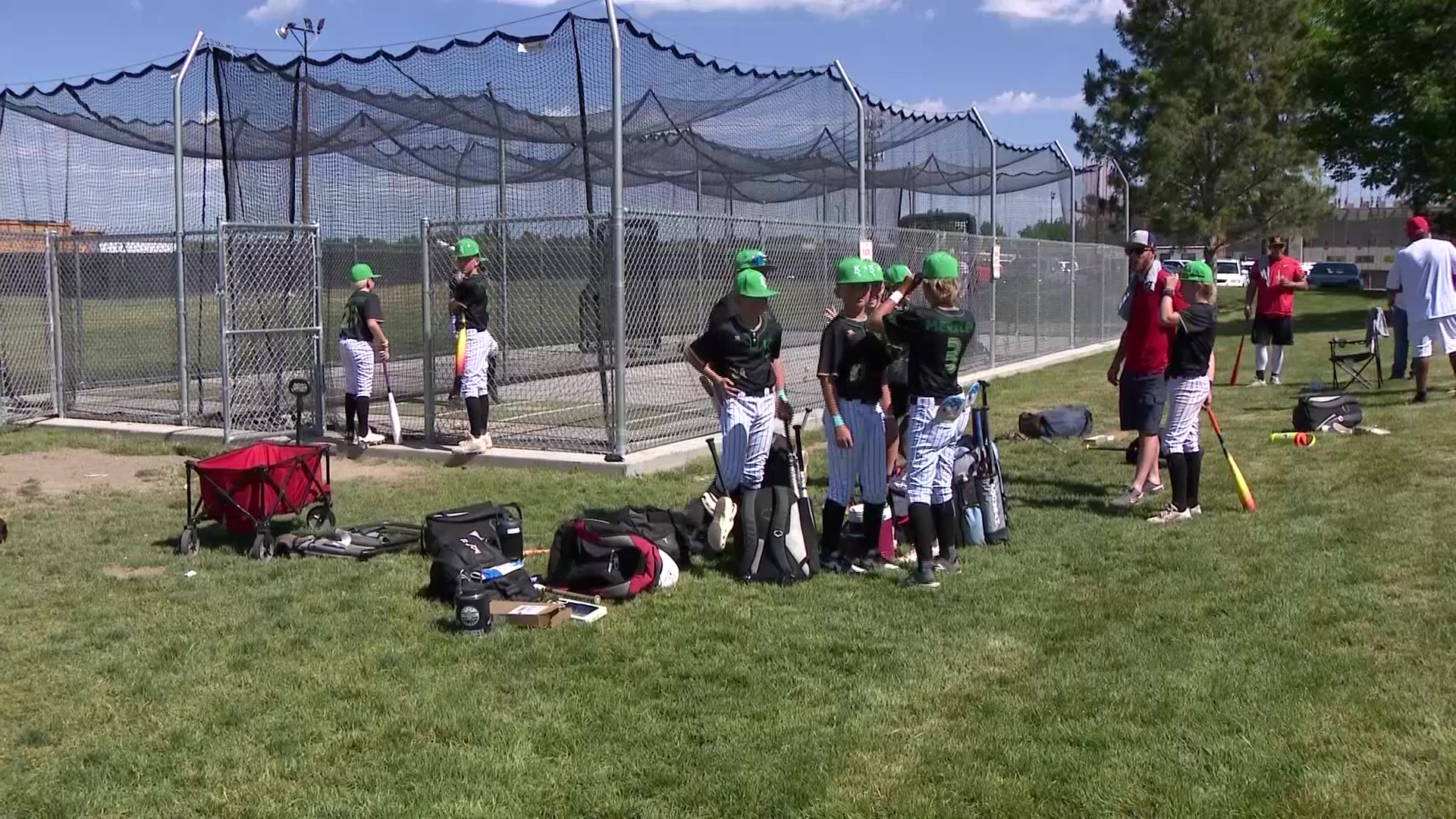 One of the youth baseball teams practices before their game for the Nixon Strong baseball tournament. The tournament is in its fifth annual year and is in honor of Nixon, a little boy who loved baseball and lost his life to cancer in 2019.