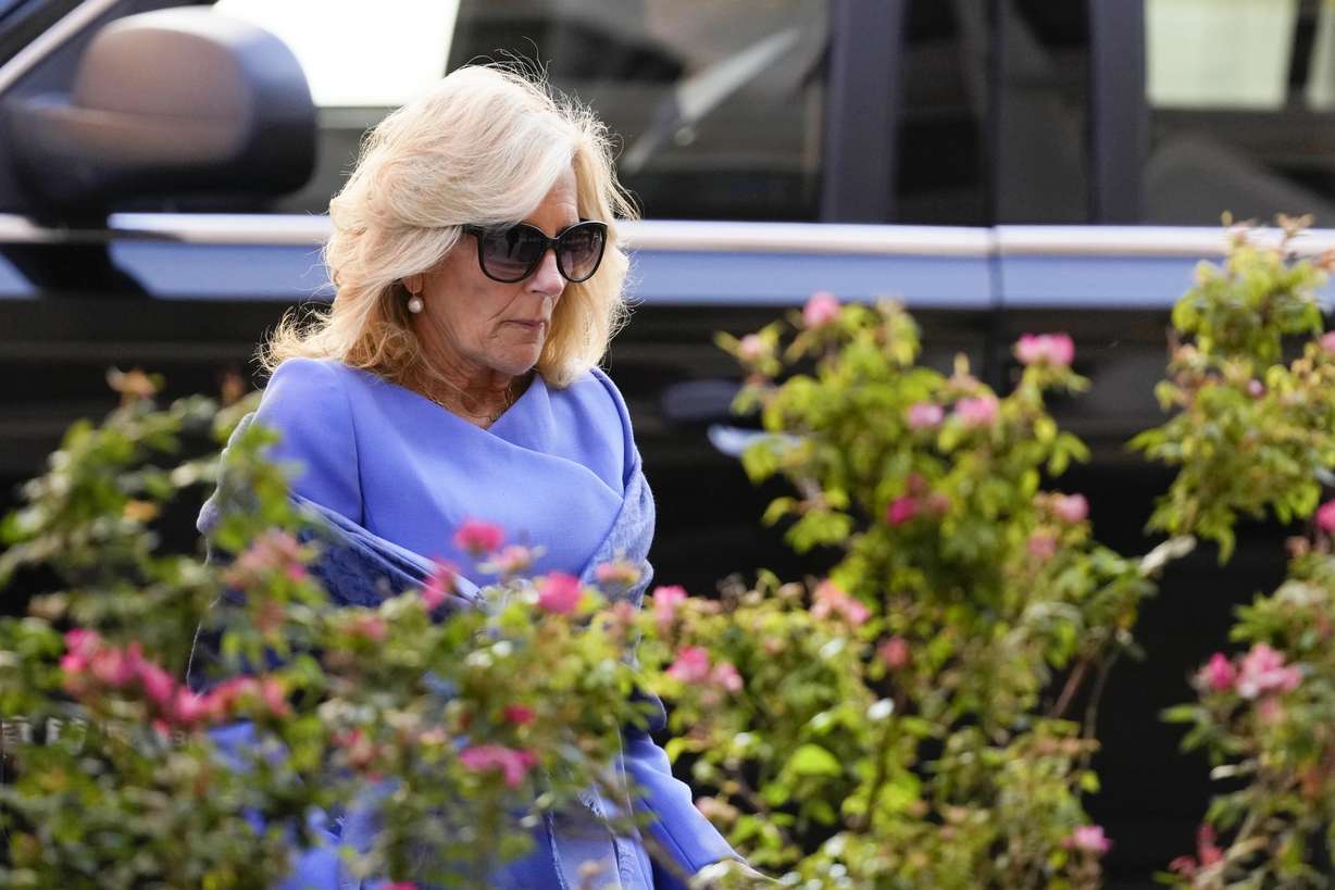 First lady Jill Biden arrives at federal court for the trial of her son Hunter Biden in Wilmington, Del., on Friday.