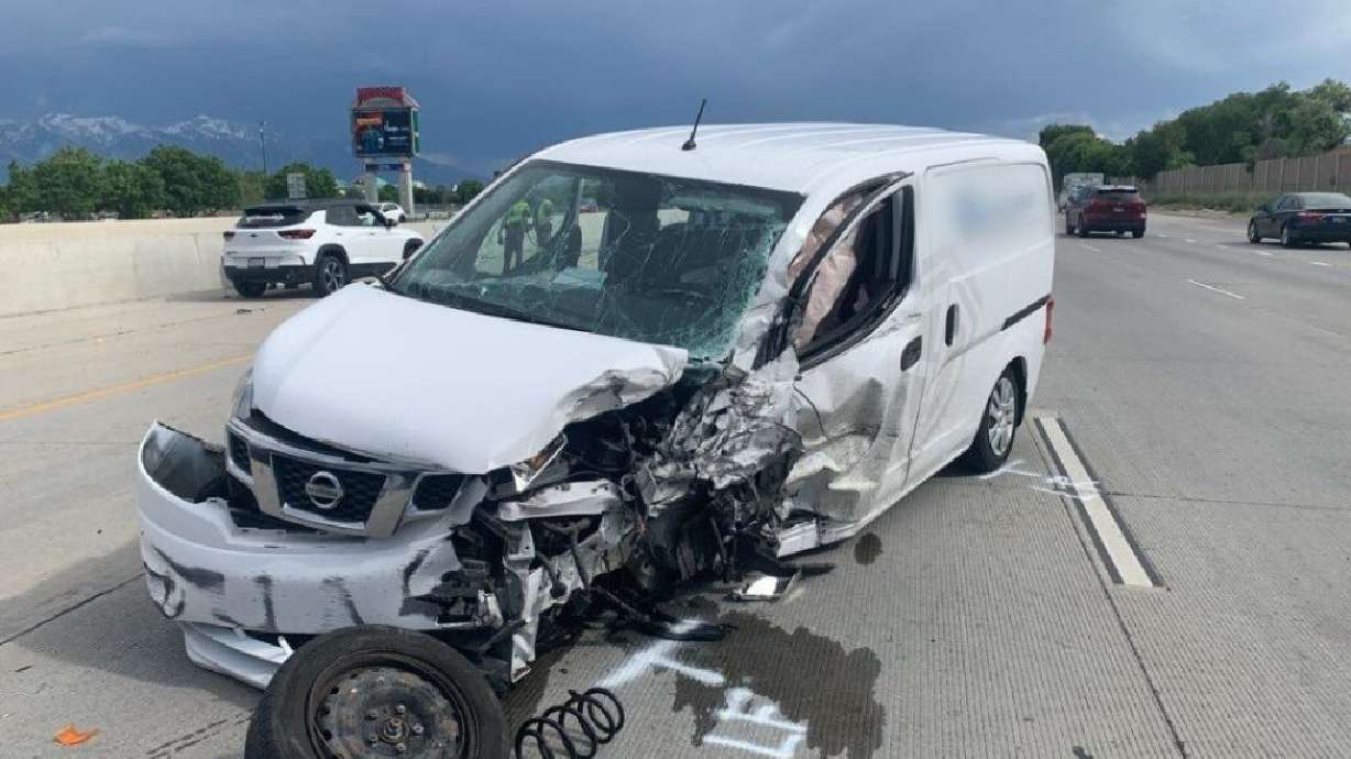 The driver of a Nissan struck a stationary truck on I-215 in a fatal crash Friday.