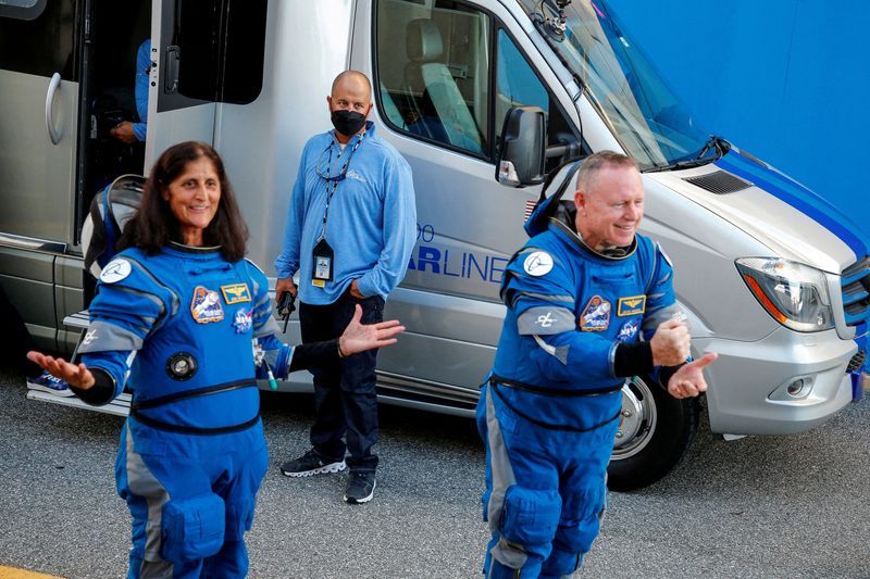 NASA astronauts Butch Wilmore and Suni Williams are seen at NASA's Kennedy Space Center, ahead of Boeing's Starliner-1 Crew Flight Test mission to the International Space Station, in Cape Canaveral, Fla., June 5.