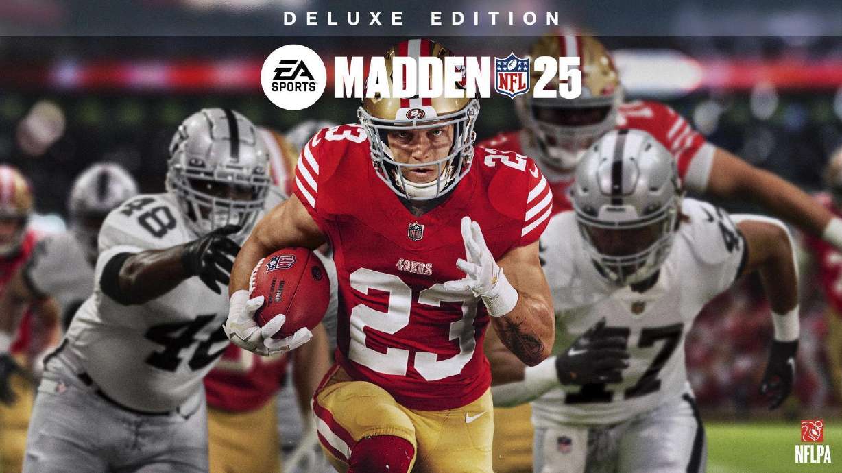 In this undated photo provided by EA Sports, Christian McCaffrey appears on the cover of the Madden video game.
