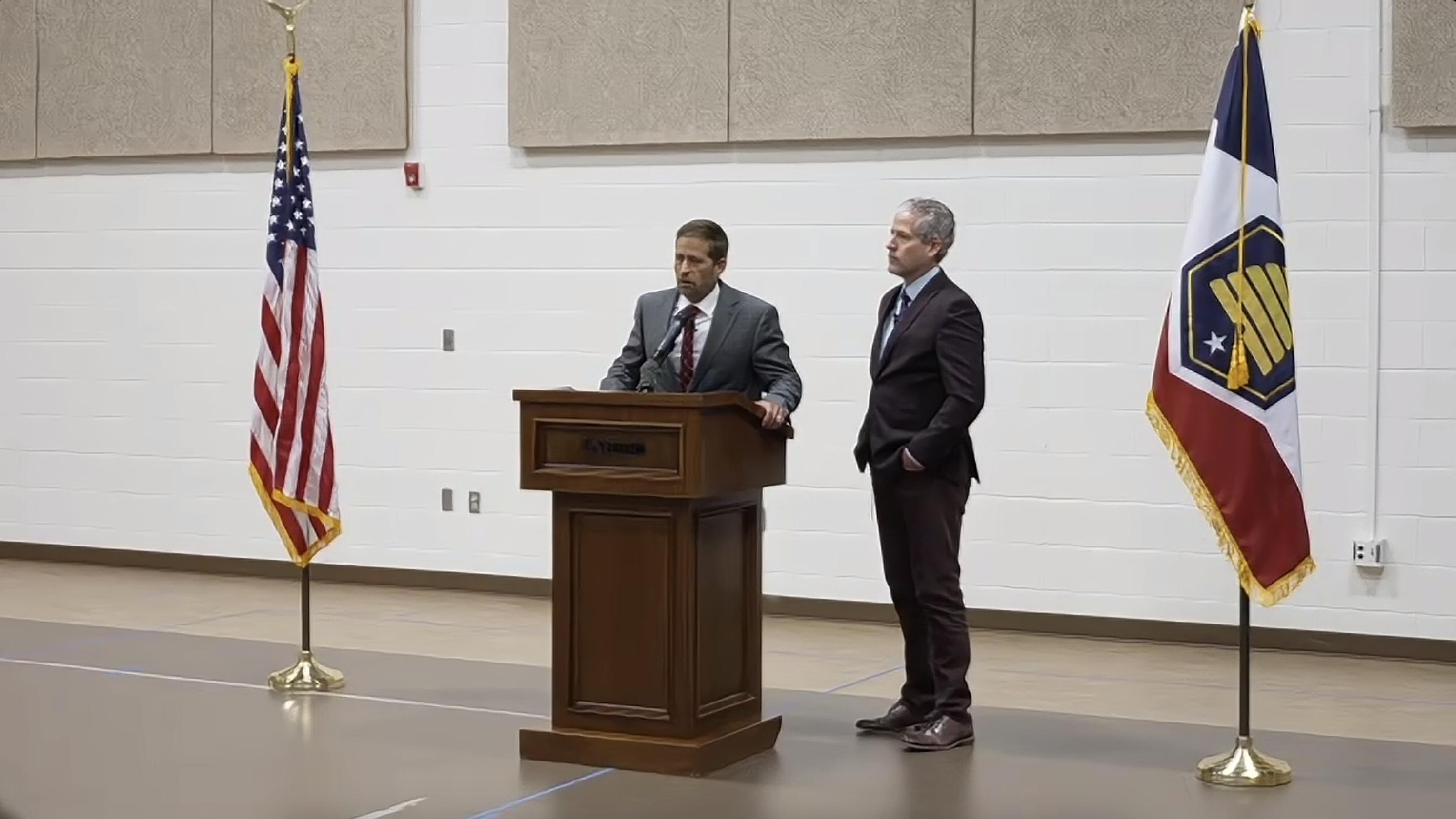 Brian Redd, executive director of Utah's Department of Corrections, speaks about the upcoming execution of Taberon Dave Honie, whose execution warrant was signed Monday. He stands next to the department's communication director, Glen Mills.