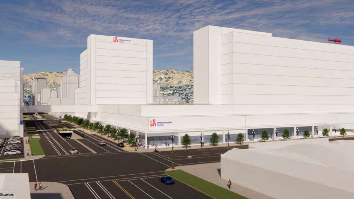 A rendering of an "urban hospital" that would be located in Salt Lake City that Intermountain Health released on June 11. Salt Lake City is now considering a development agreement tied to the plan.
