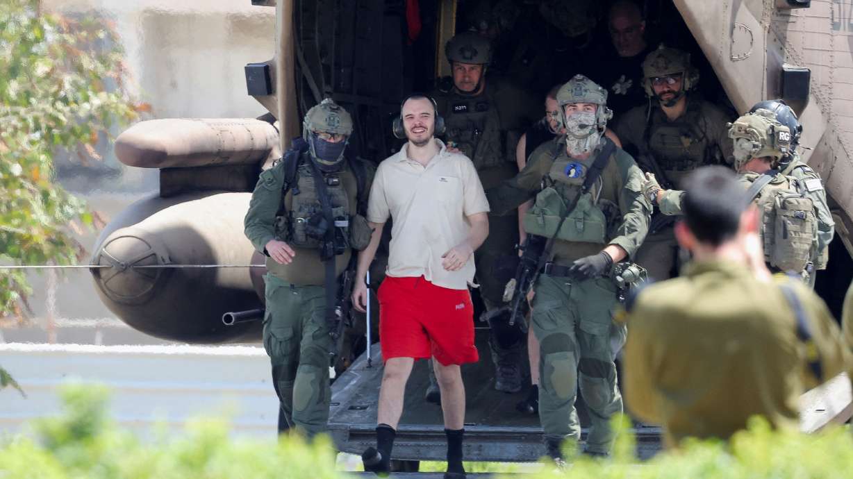Andrey Kozlov is pictured after being rescued from the Gaza Strip on June 8. He was one of four hostages rescued over the weekend, the Israeli Defense Forces says.