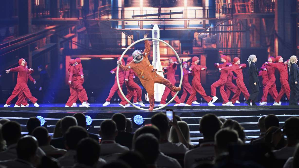 People watch the opening ceremony of the BRICS Games, an international competition in Kazan, Russia, Wednesday, June 12, 2024. Thousands of worldwide athletes in both major and highly obscure sports are vying for medals in the Russian city of Kazan at the BRICS Games, an international competition shadowed by politics amid Russia's exclusion from major world sports events.