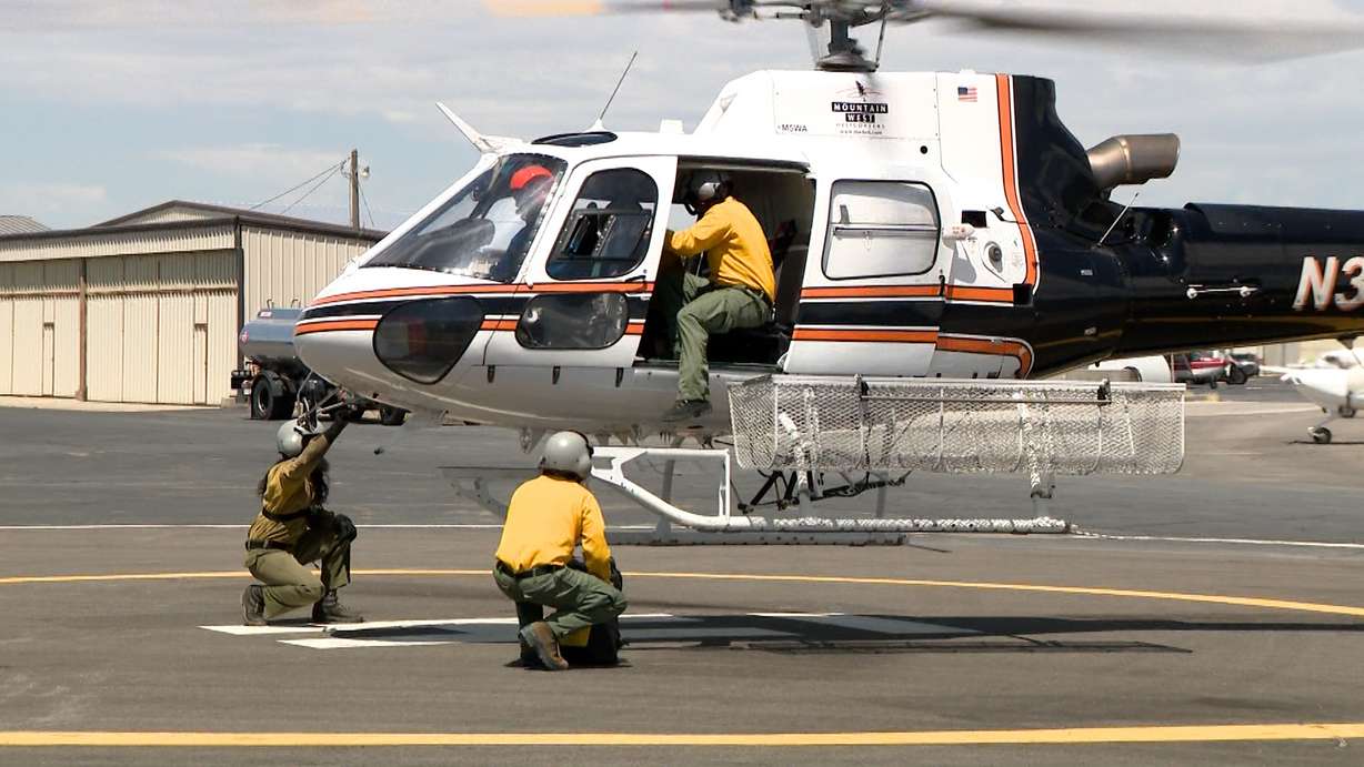 A new program for Utah fire crews means they can make it to the frontlines of the fire faster. They demonstrated the "helitack" program Wednesday at the Spanish Fork Municipal Airport.