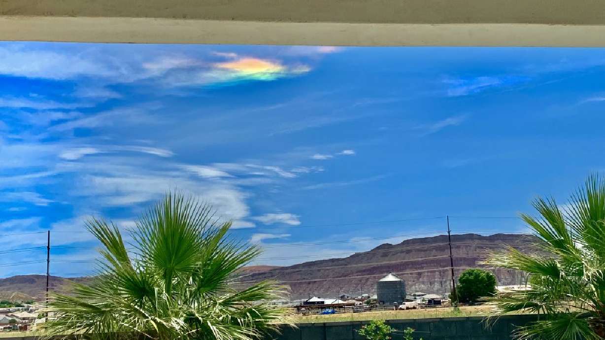 Photo shows a “fire rainbow” or circumhorizontal arc above Washington Fields, Washington, Sunday.