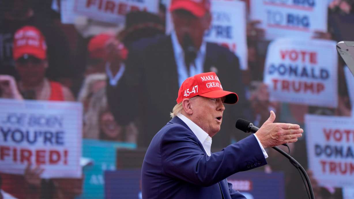 Republican presidential candidate and former president Donald Trump speaks at a campaign rally June 9, in Las Vegas.