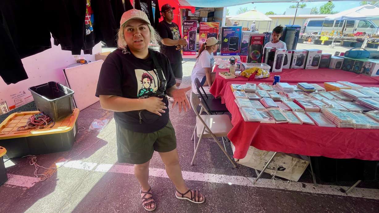Abigail Gutierrez at her stand at the Redwood Swap Meet in West Valley City on Saturday, June 15, 2024.