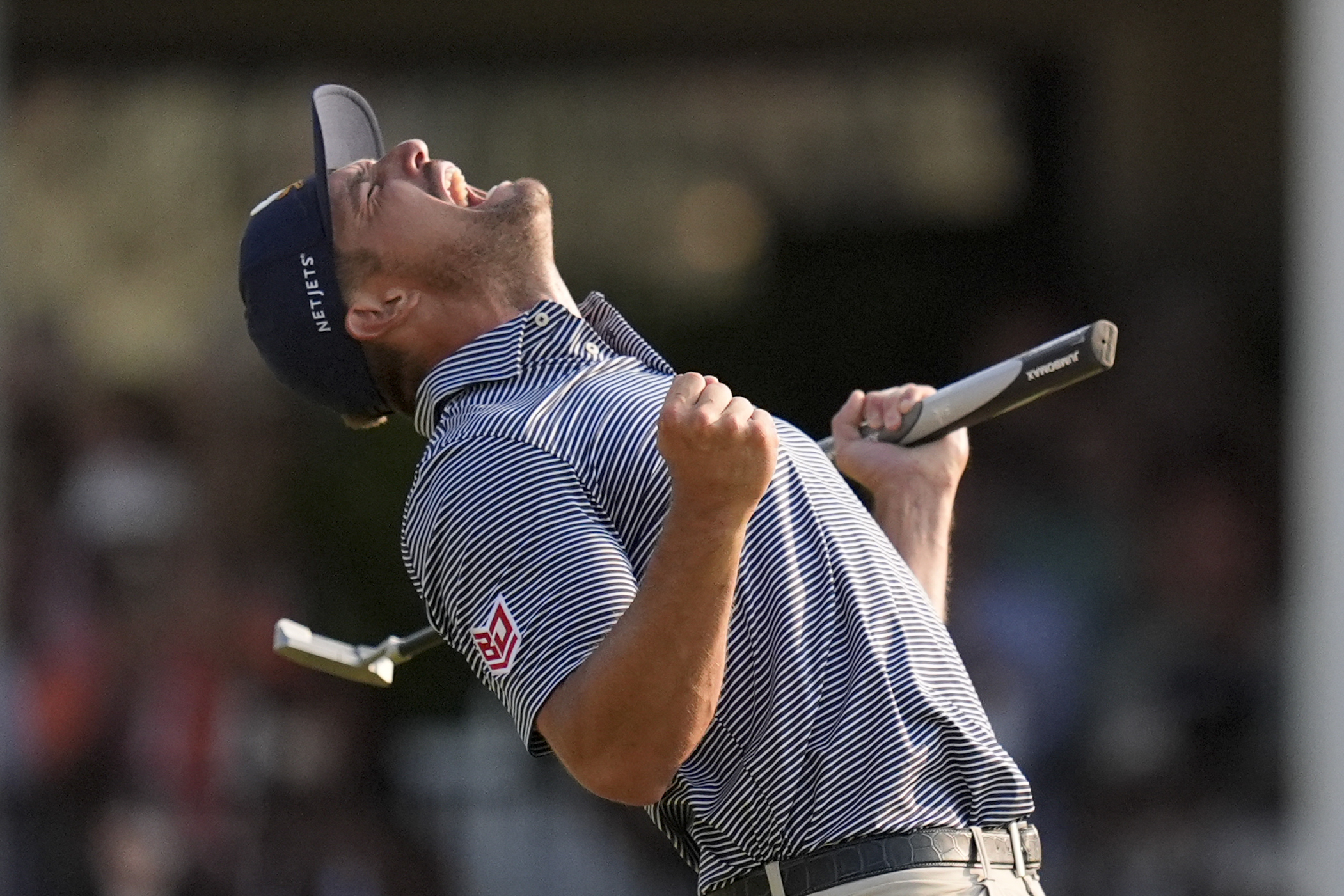 Bryson DeChambeau celebrates after winning the U.S. Open golf tournament Sunday, June 16, 2024, in Pinehurst, N.C.