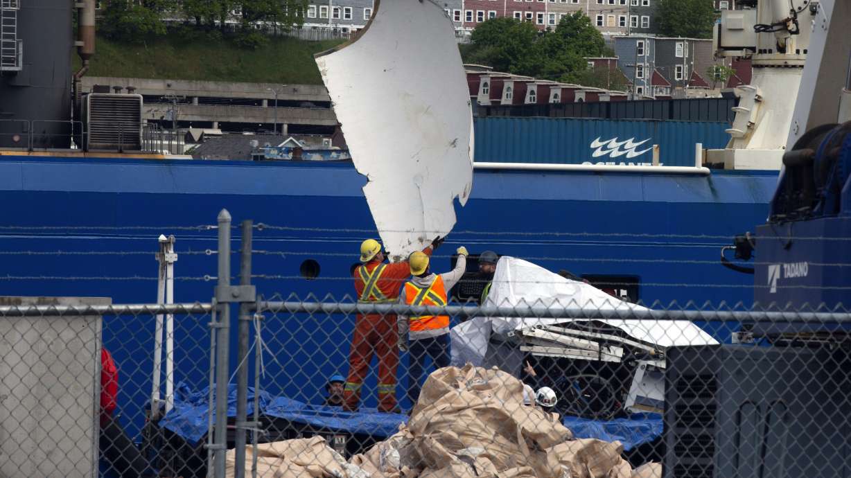Debris from the Titan submersible is unloaded from the ship Horizon Arctic at the Canadian Coast Guard pier in St. John's, Canada, June 28, 2023. Tuesday marks the one-year anniversary of the craft's disappearance.
