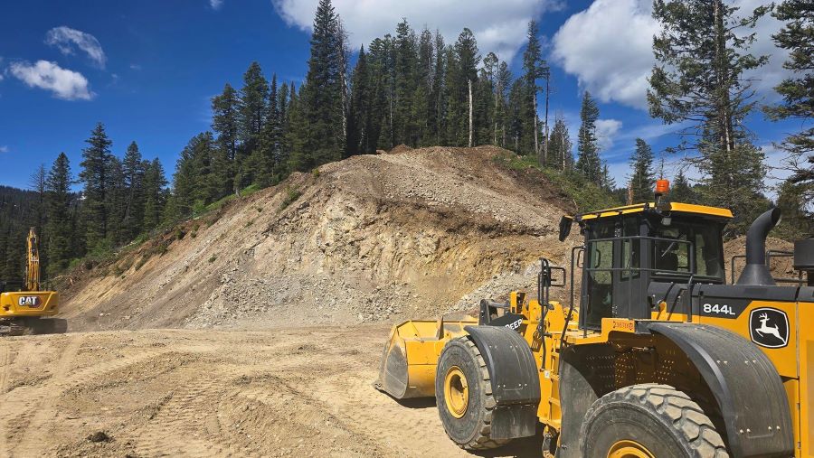 Crews continued their work this weekend on a new detour route on the Teton Pass, in Wyoming, following a landslide June 8.