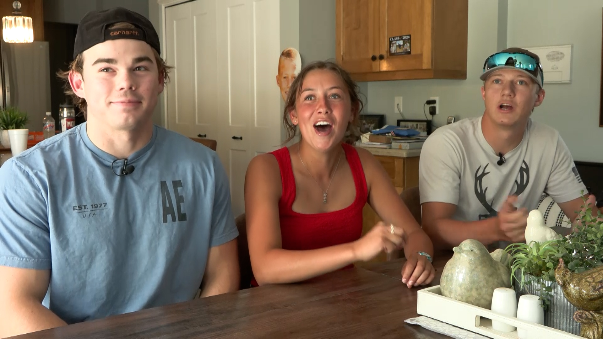 Zach Petersen (left), Brenna Miller (middle), and James Brown (right) recall the rescue. The group of teenagers are being thanked for rescuing a Tooele man experiencing a seizure and falling into an active firepit while camping.