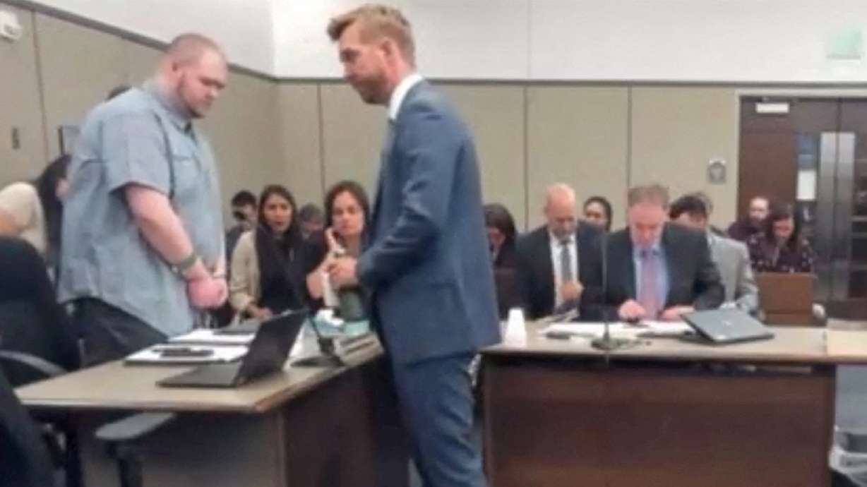 Anderson Lee Aldrich, left, pleads guilty to murder and other crimes in a 2022 shooting that killed five people at the Club Q gay nightclub in Colorado Springs, Colo., June 26, 2023.