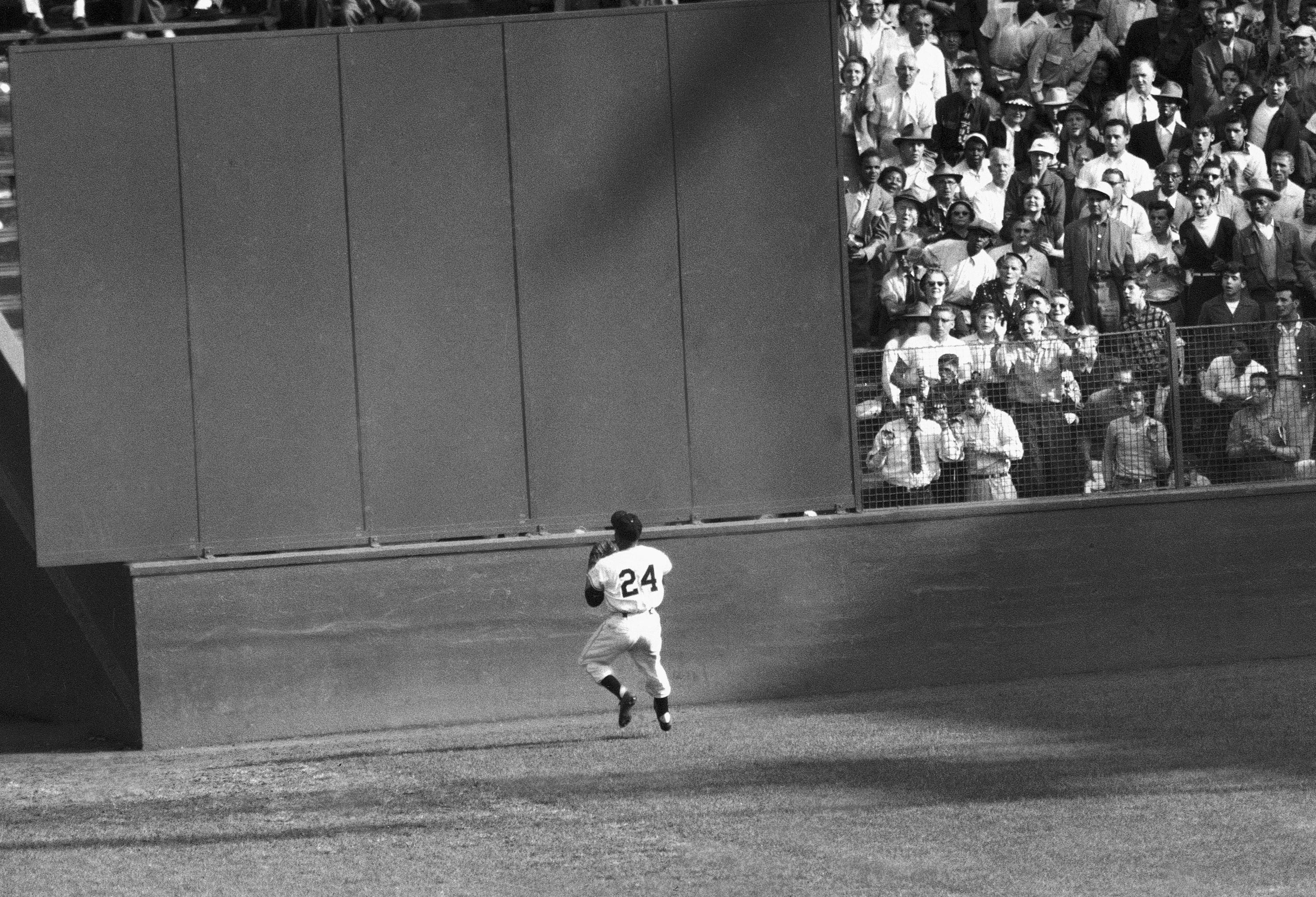 FILE - New York Giants' Willie Mays makes a catch of a ball hit by Cleveland Indians' Vic Wertz in Game 1 of the 1954 baseball World Series in New York's Polo Grounds on Sept. 29, 1954. Mays, the electrifying “Say Hey Kid” whose singular combination of talent, drive and exuberance made him one of baseball’s greatest and most beloved players, has died. He was 93. Mays' family and the San Francisco Giants jointly announced Tuesday night, June 18, 2024, he had “passed away peacefully” Tuesday afternoon surrounded by loved ones. 