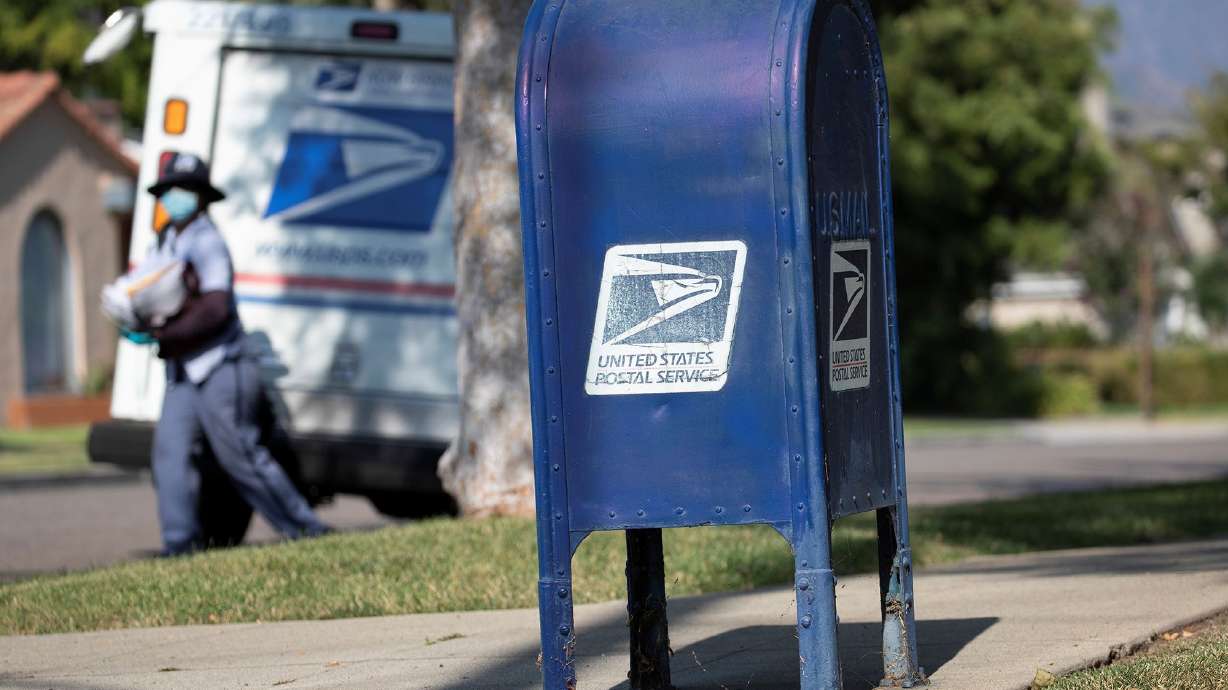 A United States Postal Service mailbox is pictured in Pasadena, California, in August 2020. Juneteenth is a holiday for the United States Postal Service, so it will not deliver mail.