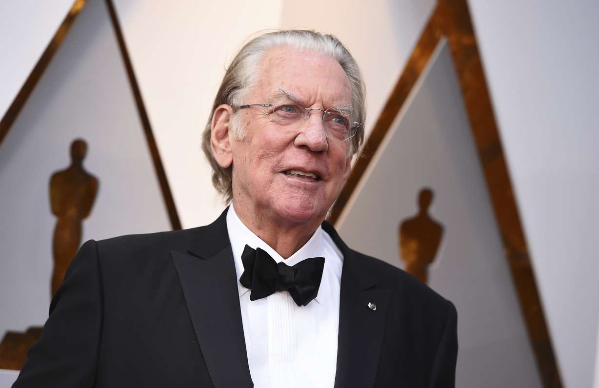 Donald Sutherland appears at the Oscars in Los Angeles on March 4, 2018. Sutherland, the towering Canadian actor whose career spanned "MASH" to "The Hunger Games," has died at 88.
