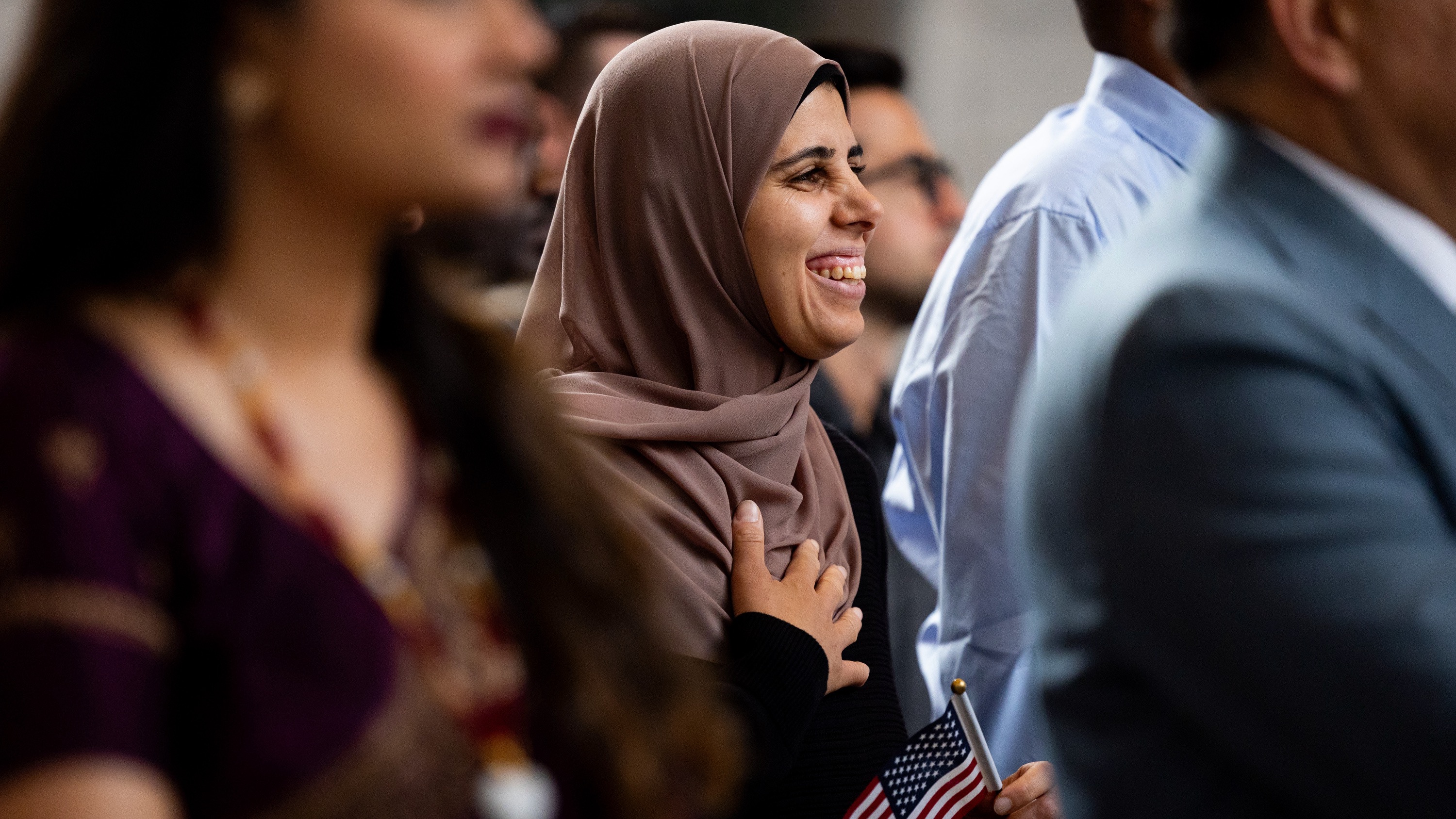 Asmaa Abdalla, originally from Egypt, at a naturalization ceremony at the Utah Capitol in Salt Lake City on Thursday.