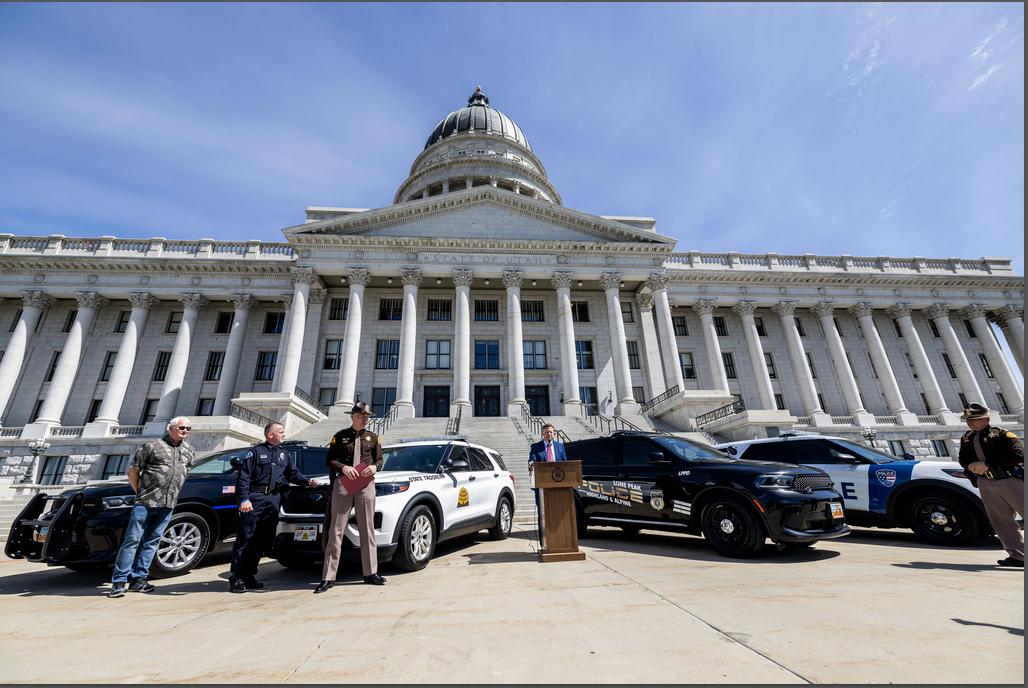 The Utah Department of Public Safety and law enforcers from other agencies on Thursday stood in front of the state Capitol to launch a new campaign aimed at making drivers aware of a new road rage law that goes into effect on July 1.