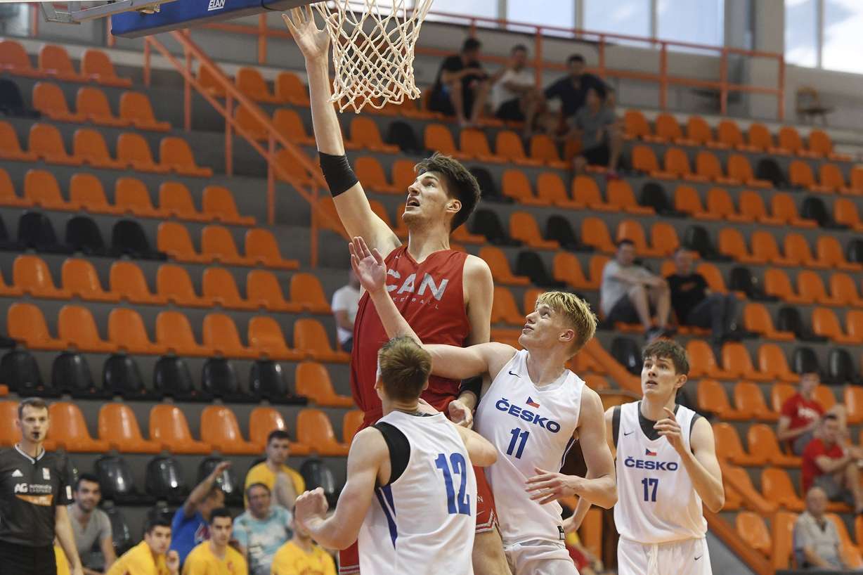 Olivier Rioux plays in a tournament in Croatia in June 2023, when he was several inches shorter. He's set to play for the University of Florida this fall.