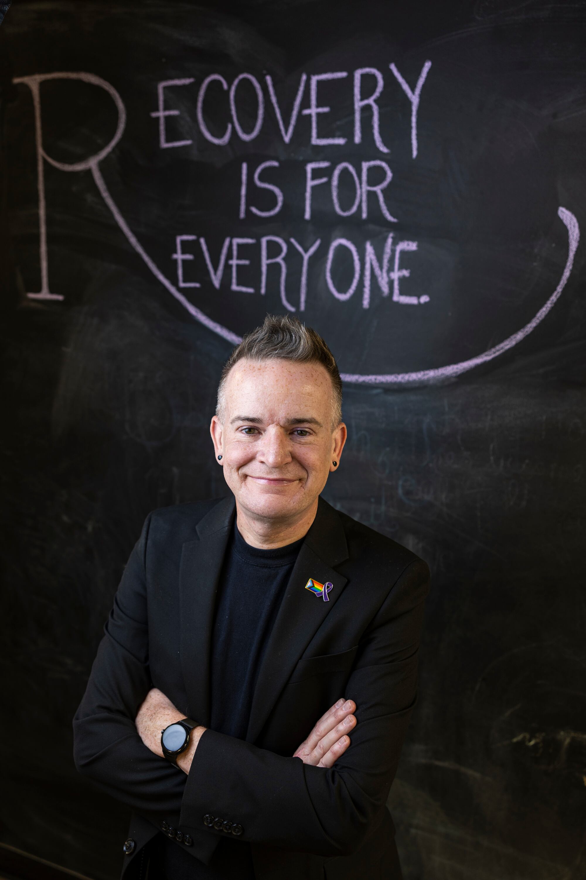 Evan Done, associate director of Utah Support Advocates for Recovery Awareness, poses for a portrait at USARA’s offices in South Salt Lake on Thursday.