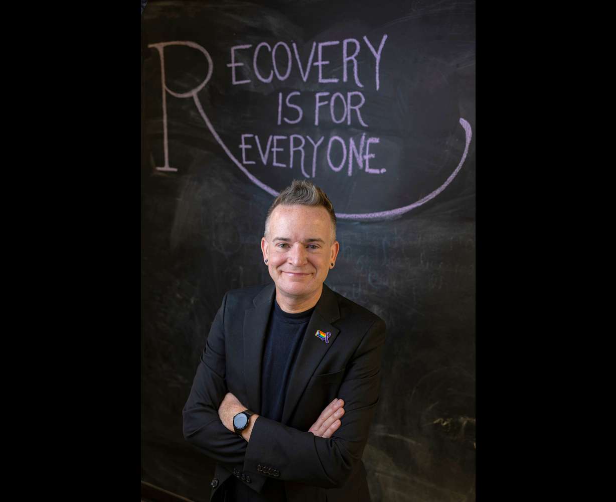 Evan Done, associate director of Utah Support Advocates for Recovery Awareness, poses for a portrait at USARA’s offices in South Salt Lake on Thursday.