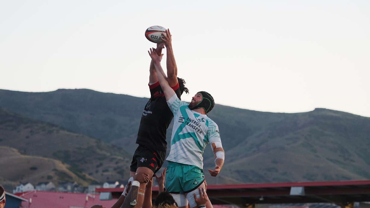 Utah's Bailey Wilson tries to recover a lineout during the Utah Warriors' win over Dallas Jackals, Saturday, June 22, 2024 at Zions Bank Stadium in Herriman, Utah.