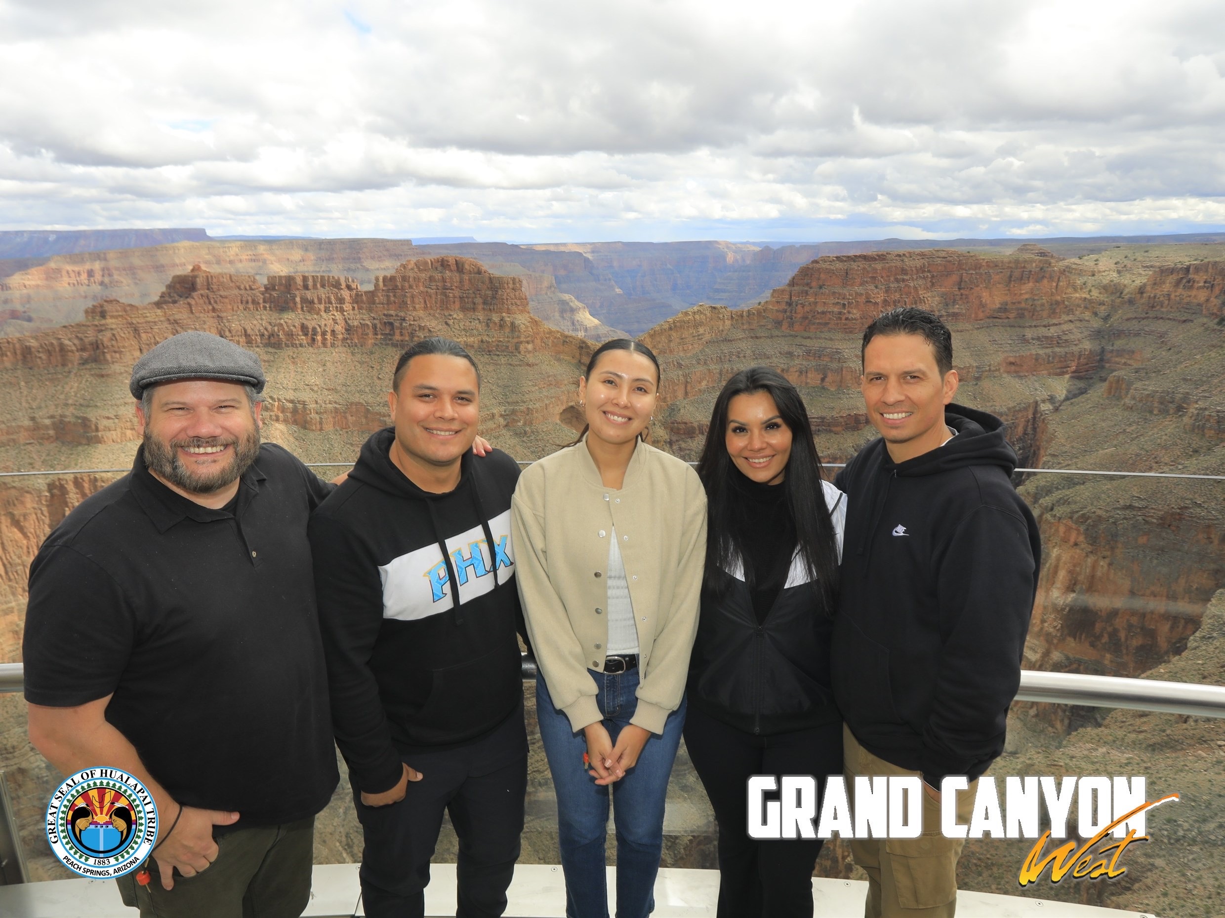 Wyatt Redshield Gilmore and his wife, Alma, visit the Grand Canyon with members of the team from Native American Tours.