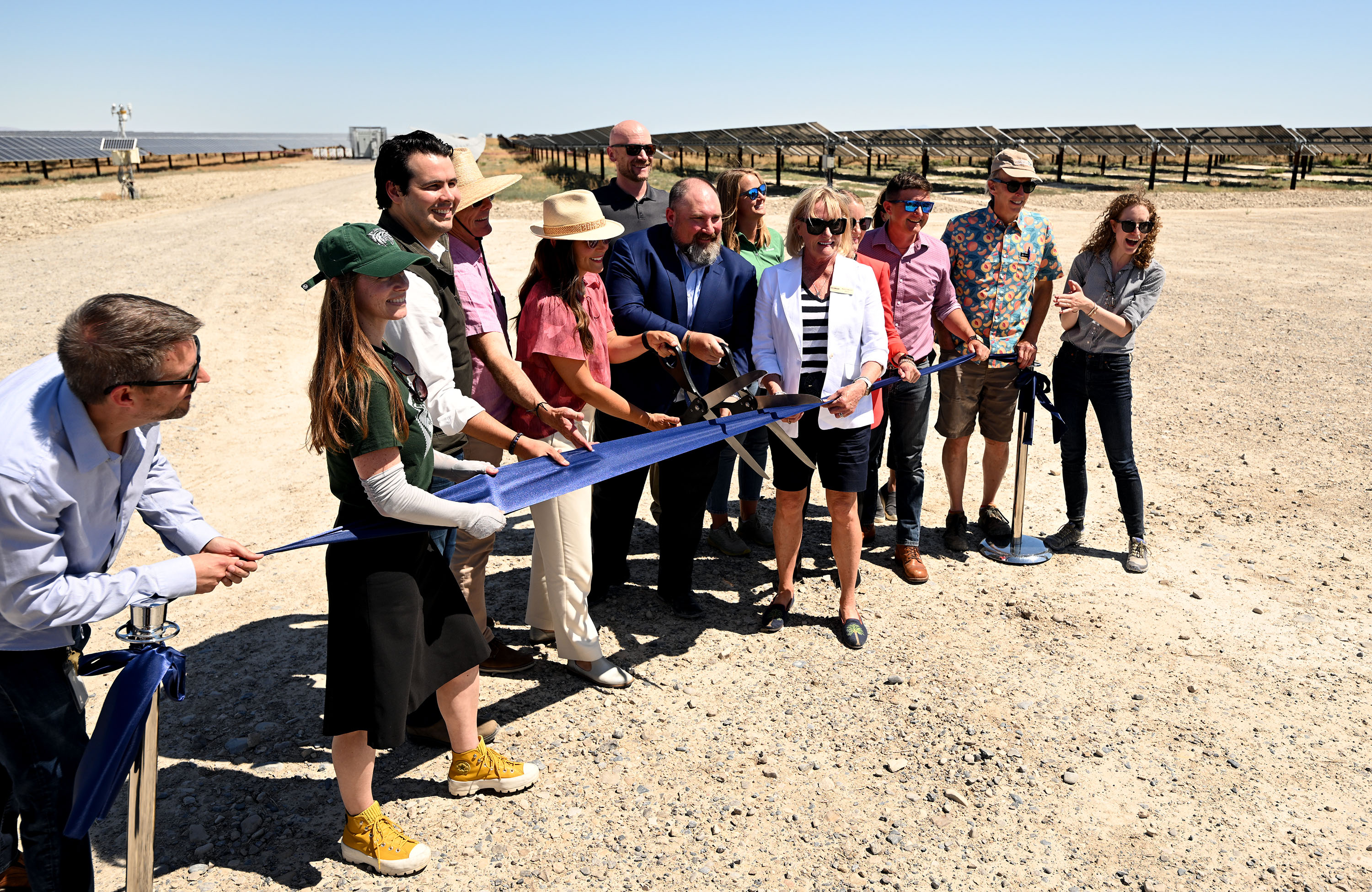 Salt Lake City Mayor Erin Mendenhall and other local officials join with industry members to open the Elektron Solar Project west of Grantsville in Tooele County on Monday.