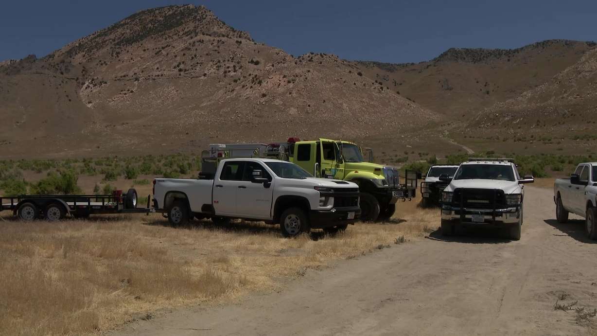 Tooele County fire and BLM crews are at a burn scar from one of the three fires started in the county in June.