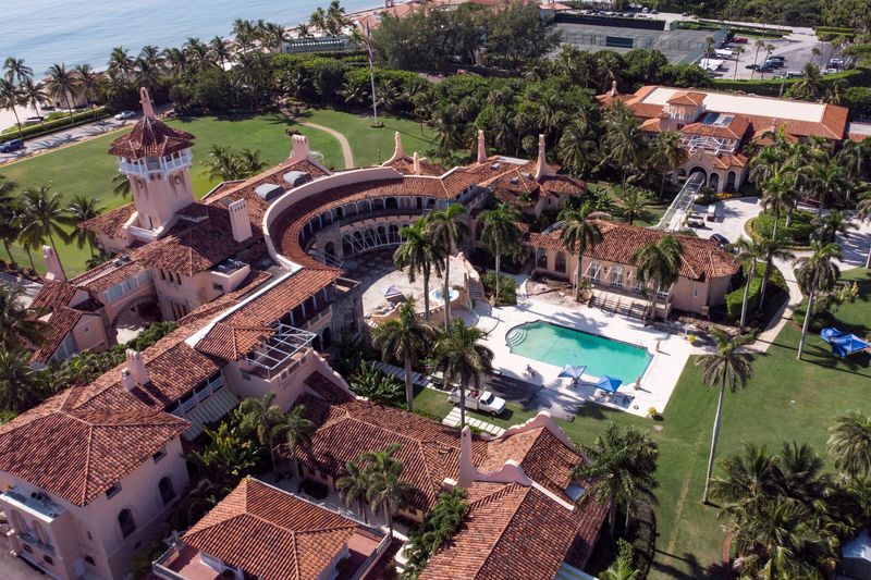 An aerial view of former President Donald Trump's Mar-a-Lago home after Trump said that FBI agents raided it, in Palm Beach, Fla., Aug. 15, 2022. Trump's lawyers are set to ask a judge on Tuesday to bar prosecutors from using evidence critical to the criminal case.