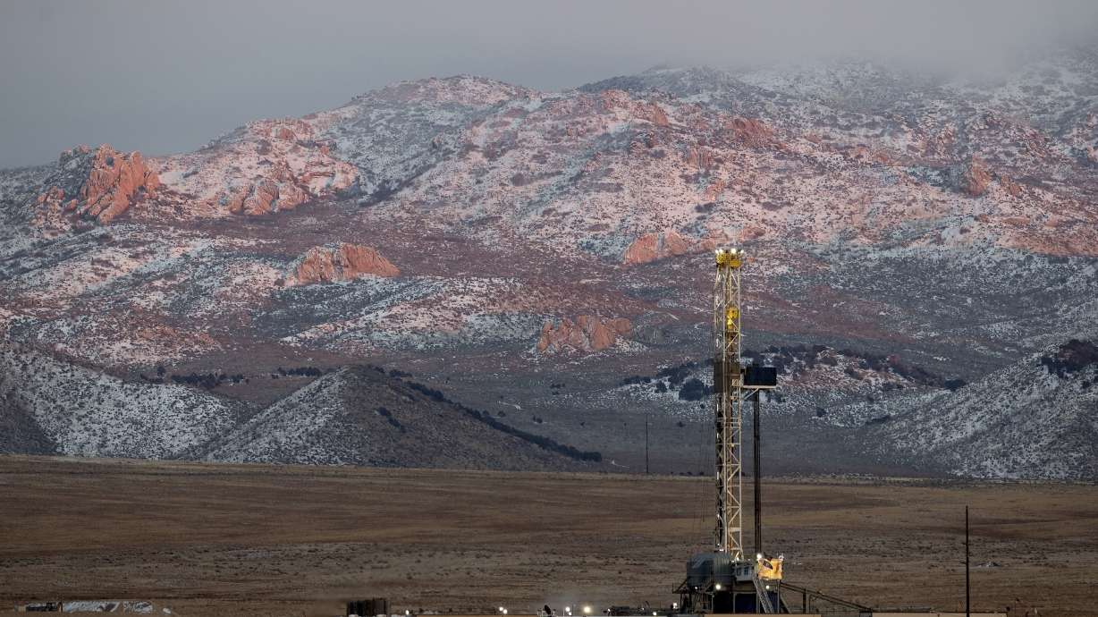 A drill rig stands at a Fervo Energy geothermal site under construction near Milford, Nov. 26, 2023. Southern California Edison will purchase electricity from Fervo Energy, Fervo announced on Tuesday.