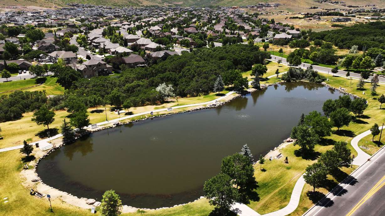 Cove Pond in Herriman is pictured on June 25. Utah Department of Environmental Quality officials say a mix of factors killed hundreds of fish that were first discovered by residents on June 23.