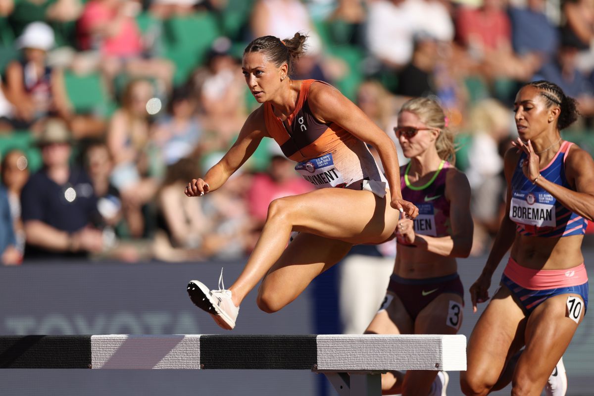 Former BYU athlete Courtney Wayment competes in the women's 3,000-meter steeplechase during the U.S. Olympic Team Track & Field Trials Monday in Eugene, Oregon. BYU has become known for producing elite steeplechasers.