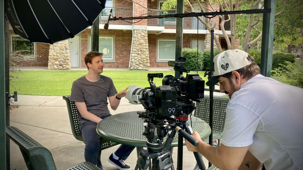 Garrett Yearsley talks about his experience with autism for "Viewpoint with Dennis Quaid" at SenicView Academy in Provo on Wednesday. The show is highlighting the school for its work to help adults with autism live independently.