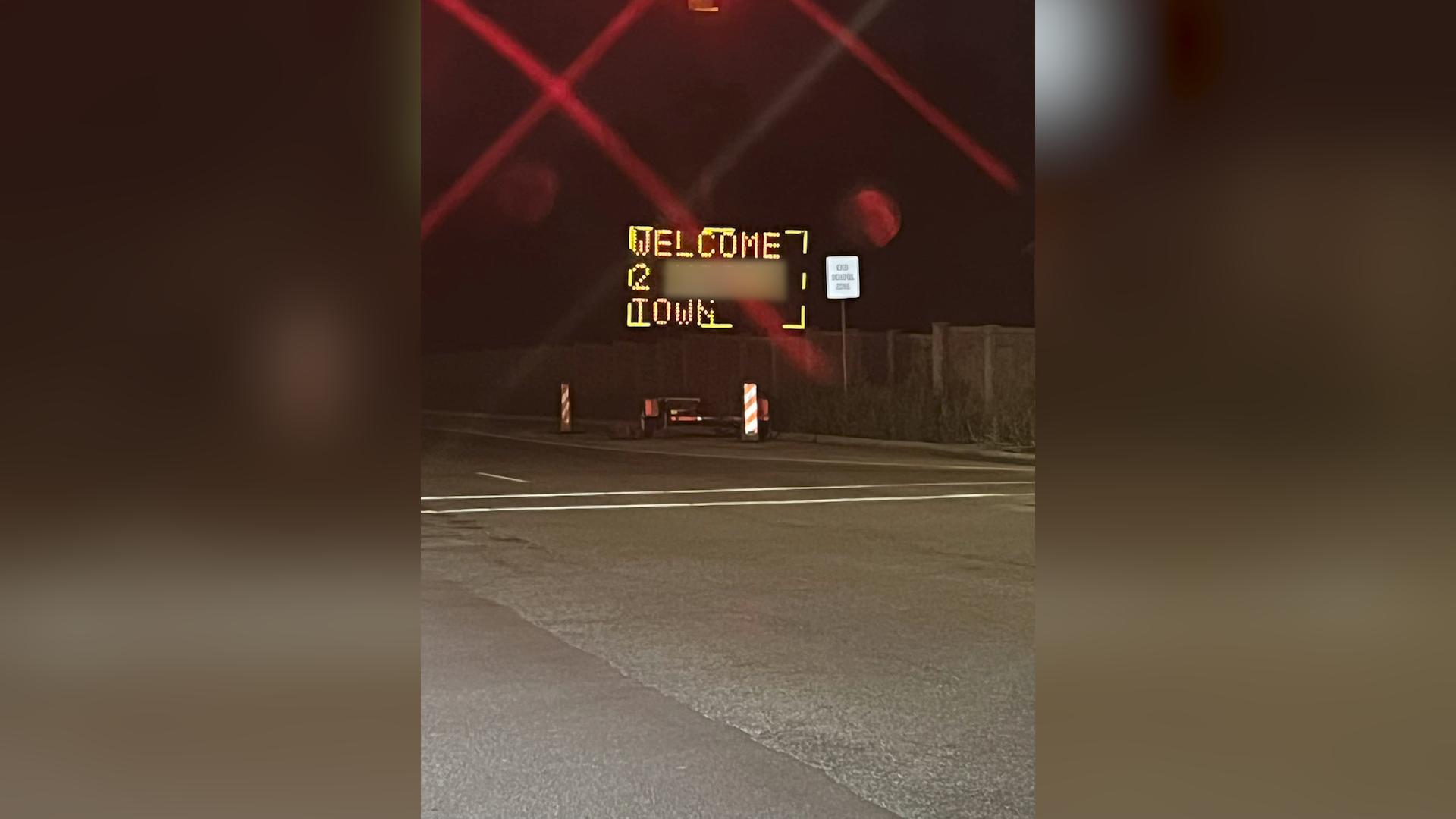 A driver who did not want to be identified snapped this photo of the vandalized construction sign Monday.