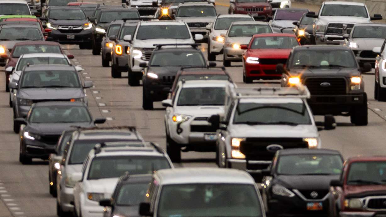 Southbound traffic is pictured on Memorial Day weekend on I-15 in Salt Lake City on May 24. Utah transportation officials say they will suspend work to construct a new I-15 interchange at 5600 South in Roy this weekend for anticipated air show traffic.