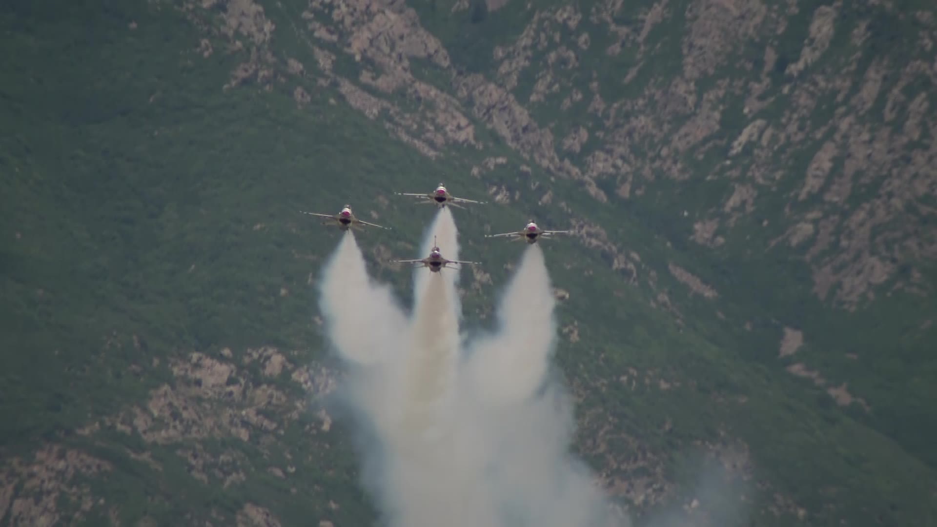 The Thunderbirds practice their routine above Hill Air Force Base on Thursday.