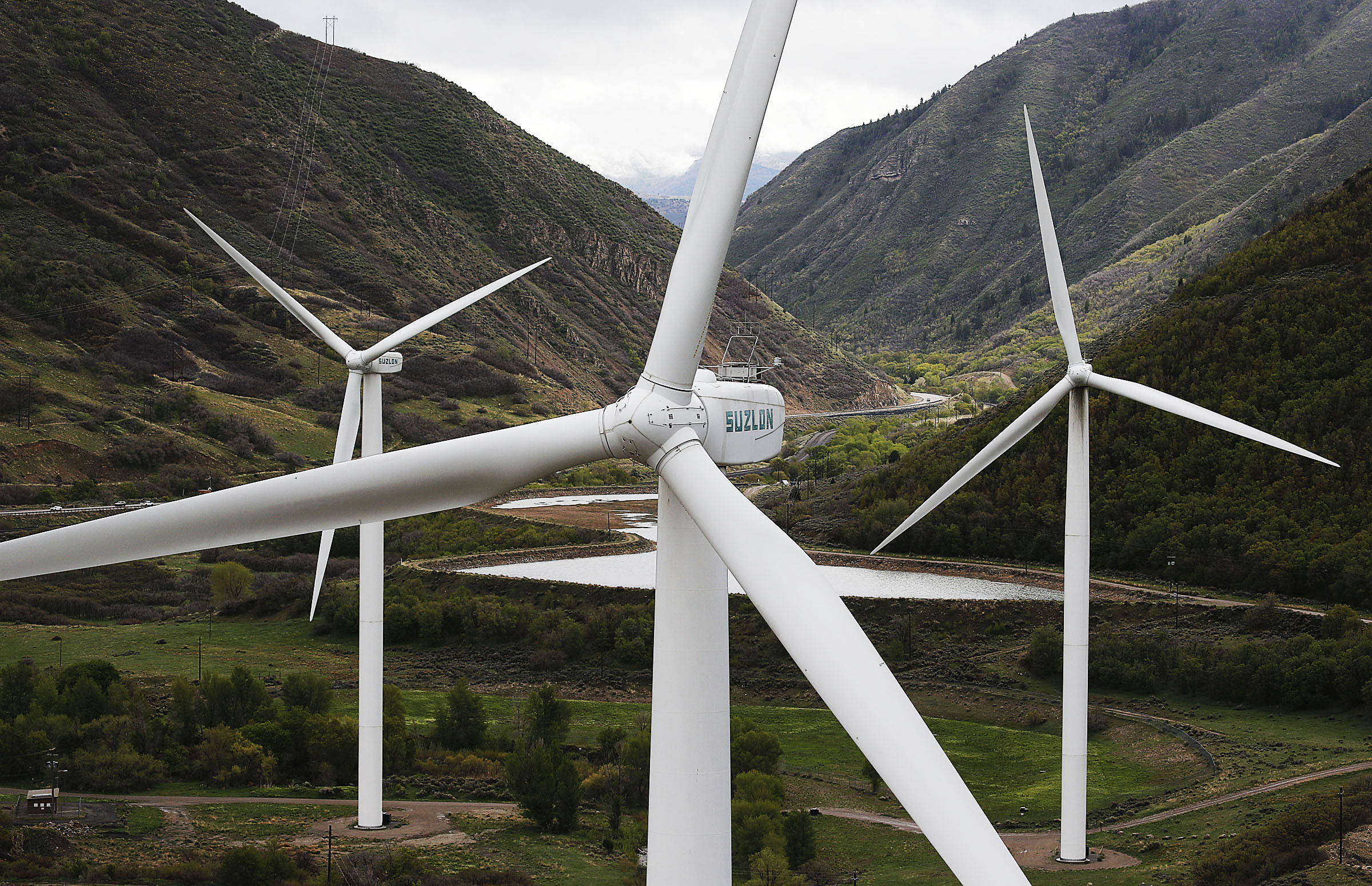 Windmills at the mouth of Spanish Fork Canyon. A new Pew Research survey shows declining support for renewable energy options like wind farms, though it remains one of the most cost-effective energy sources, BYU professor Ben Abbott says.