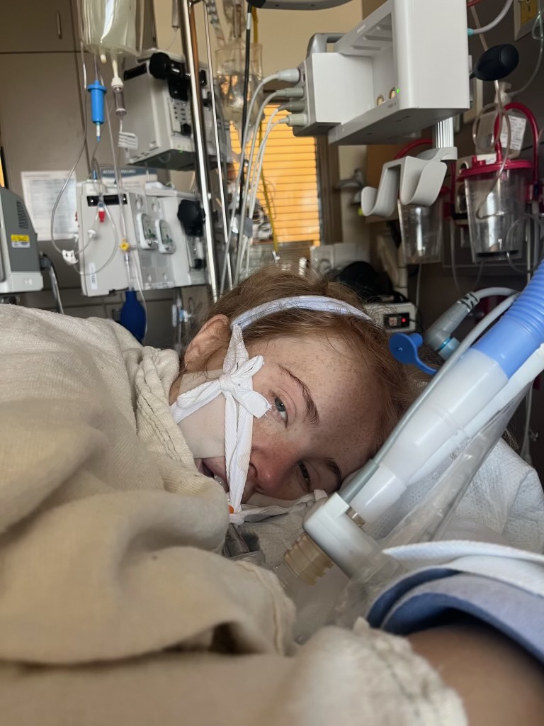 Following an emergency hysterectomy, Sadie's lungs began to fill with fluid. Doctors determined she needed to be intubated.