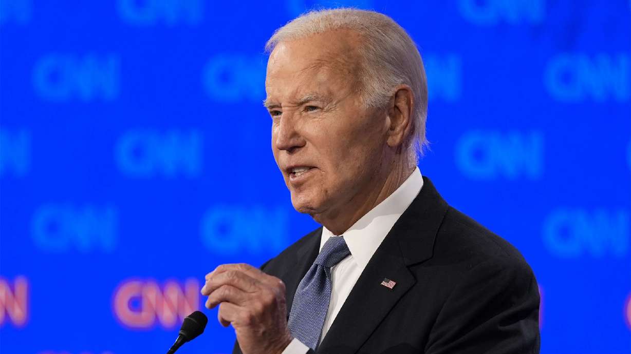 President Joe Biden speaks during a presidential debate in Atlanta on Thursday. Biden forcefully tried on Friday to quell Democratic anxieties over his unsteady showing in the debate.