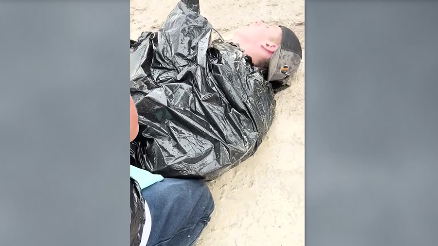 Johnson on the ground after the lightning struck near him.