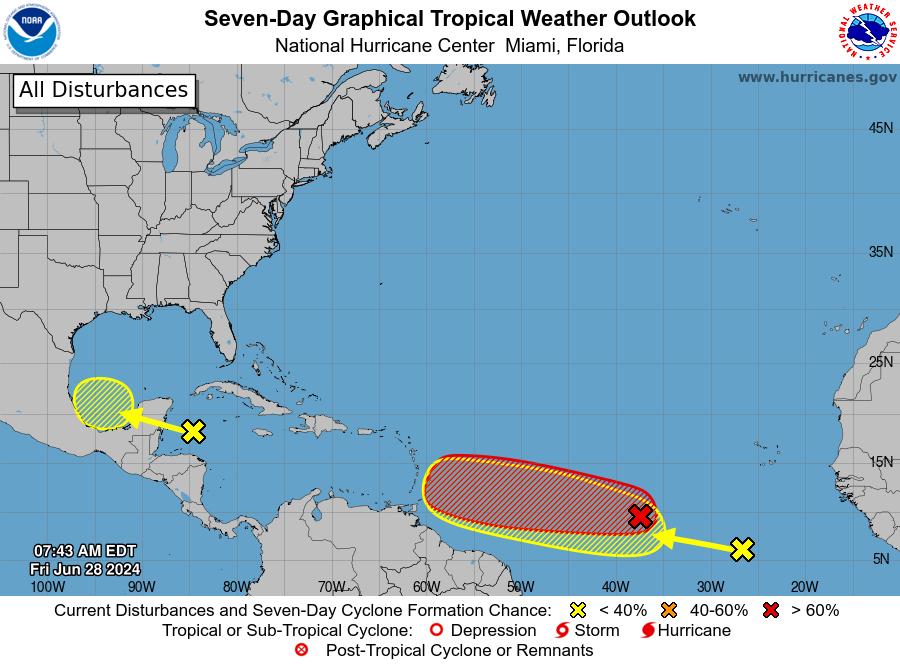 Tropical Storm Beryl is expected to strengthen and become a hurricane when it reaches the Barlovento Islands on Sunday evening or Monday, bringing a risk of heavy rain, winds with hurricane strength and dangerous storm waves.