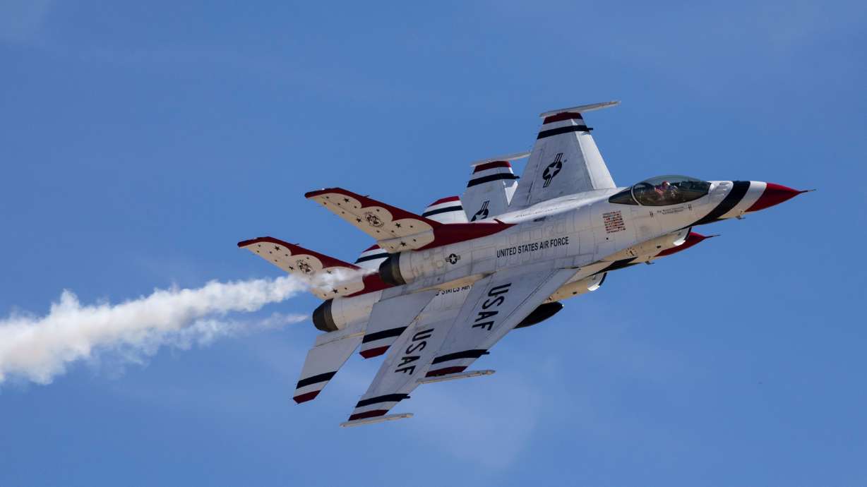 Thunderbirds perform during rehearsal for the air show at Hill Air Force Base on June 28, 2024. Hill Air Force Base announced Tuesday its Warriors Over the Wasatch Air Show will be postponed to 2027 due to "critical, ongoing operations."