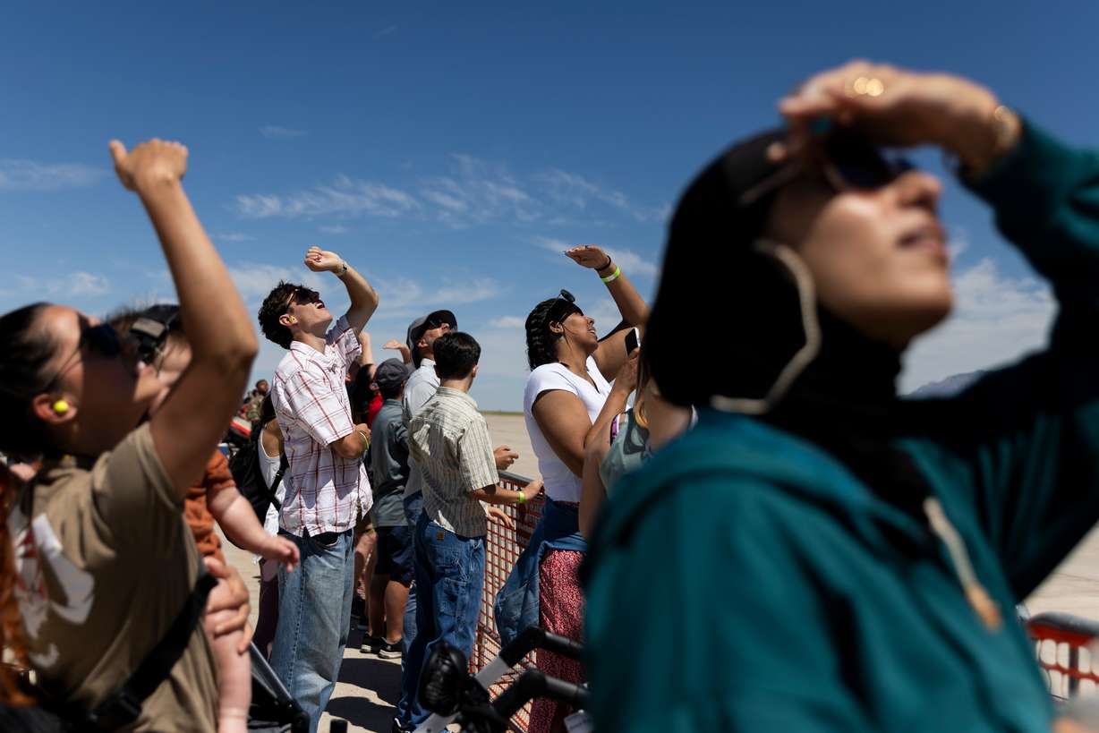 People watch during rehearsal for the air show at Hill Air Force Base in Davis County on Friday.