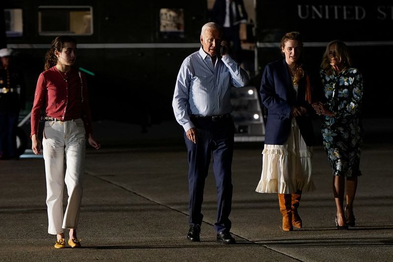 President Biden seen in Burlington County, New Jersey on Saturday, huddled with family members at the Camp David presidential retreat on Sunday to determine the next steps in his campaign.
