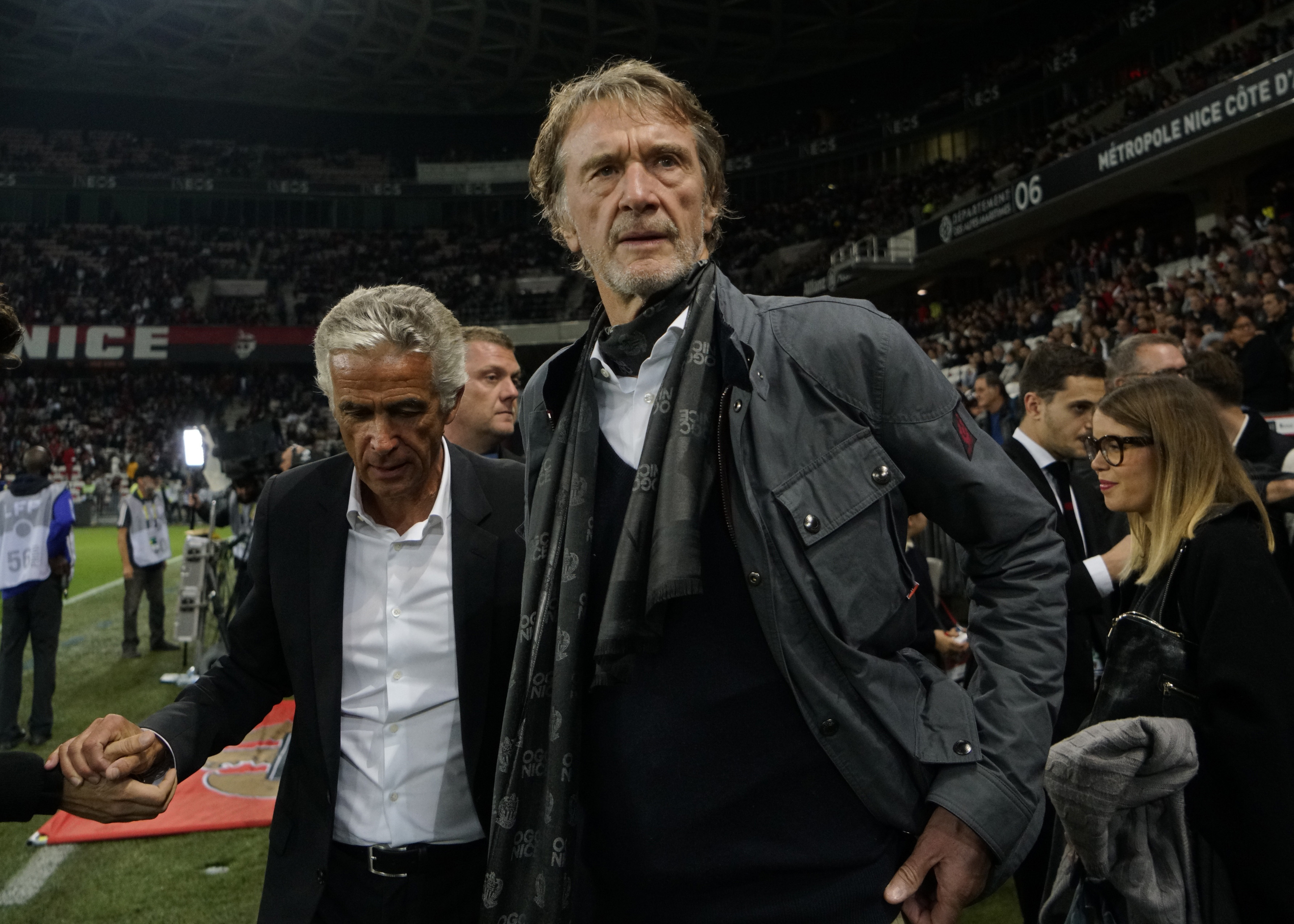 FILE - Sir Jim Ratcliffe looks on ahead of the French League One soccer match between Nice and Paris Saint Germain in Allianz Riviera stadium in Nice, southern France, on Oct.18, 2019. Manchester United announced the appointment of Dan Ashworth as sporting director on Monday, July 1, 2024, as new co-owner Jim Ratcliffe continues to reshape the club. 