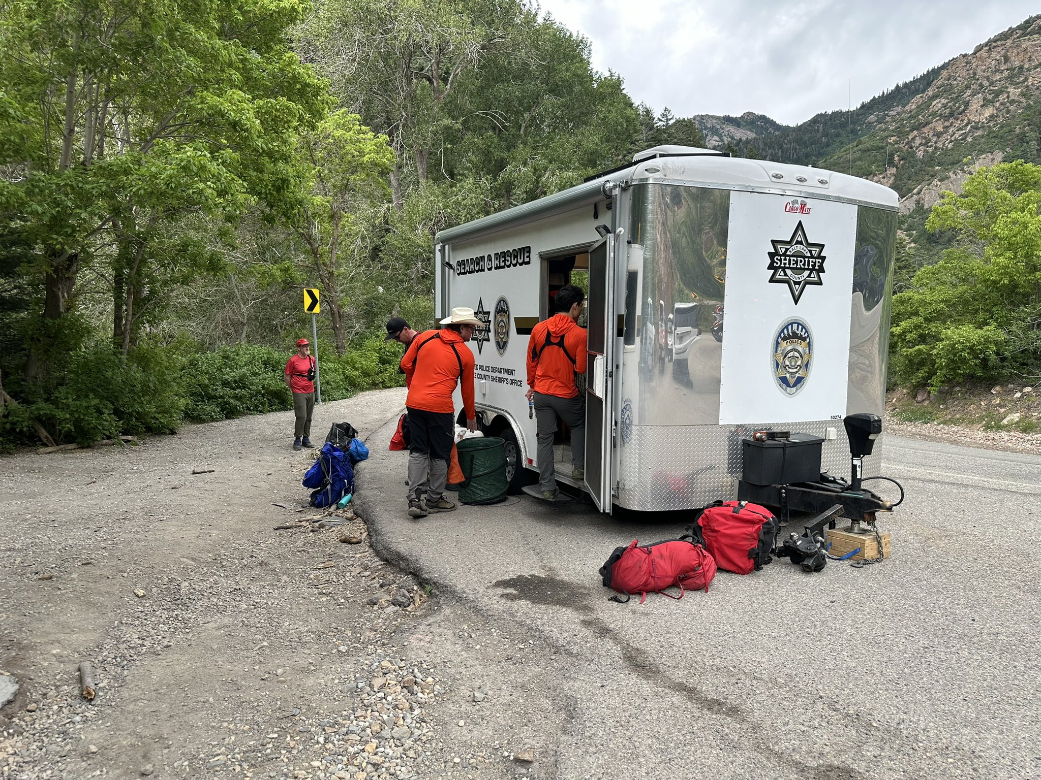 Searchers ready their equipment to look for a missing 80-year-old hiker in Big Cottonwood Canyon on Monday morning. The hiker was later found dead after an apparent fall.